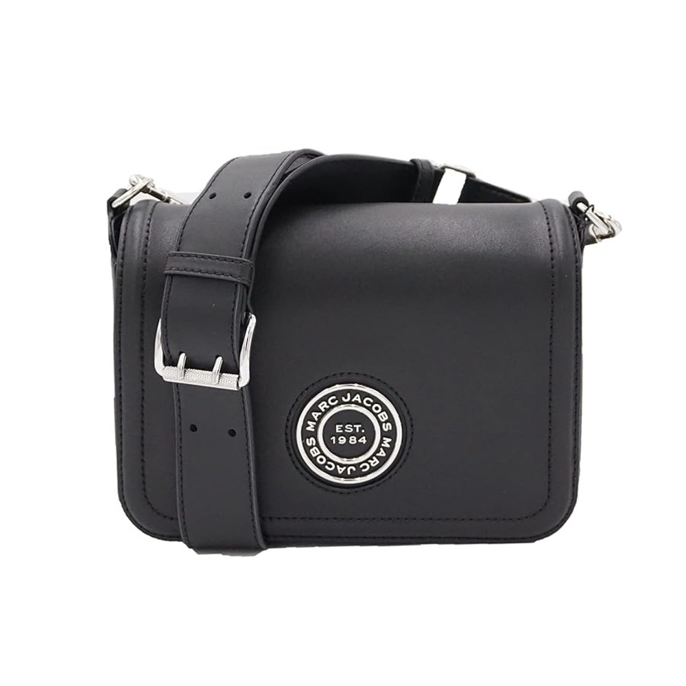 Marc Jacobs Messenger Crossbody Bag in Black with Large Logo and Spell Out Strap